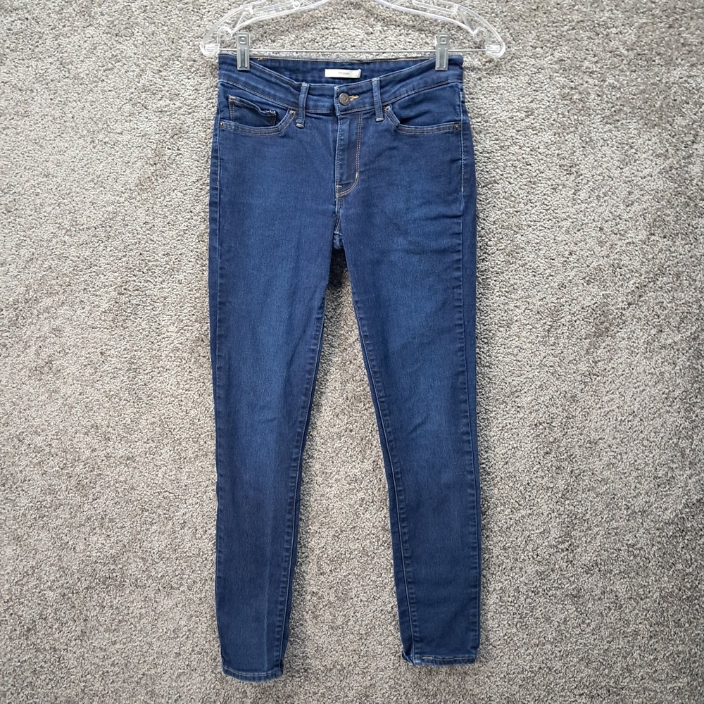 Levis 711 Skinny Jeans Womens 27 Dark Indigo Blue Mid Rise Denim Pants 7000